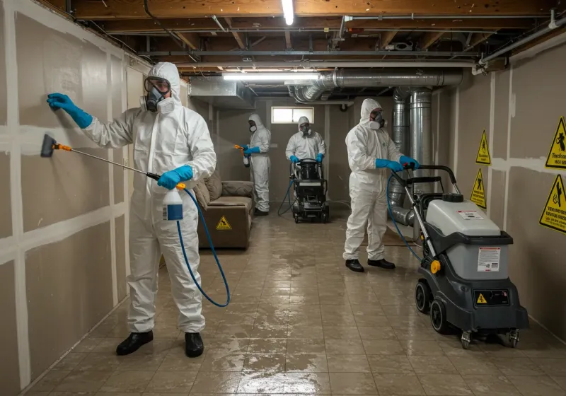 Basement Moisture Removal and Structural Drying process in Concord, NC